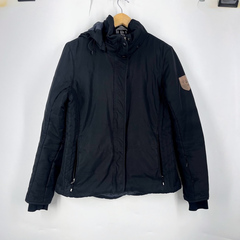 Obermeyer Womens Black Insulated Hooded Ski Jacket Style 11023 Size 10